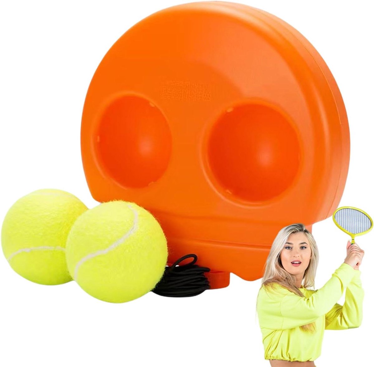 Tennis Reboundtrainer - Solo Bal - Tennisoefeningen Doen - Versterkte Zwaaistabiliteit - 218 cm Diameter - Oranje