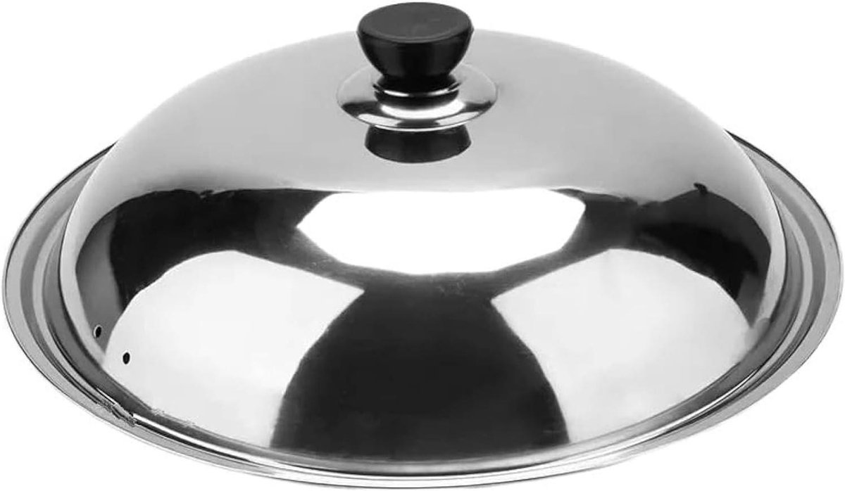 Pannendeksel - Braaddeksel - Wok koken - Universeel - 42 cm - Zilver