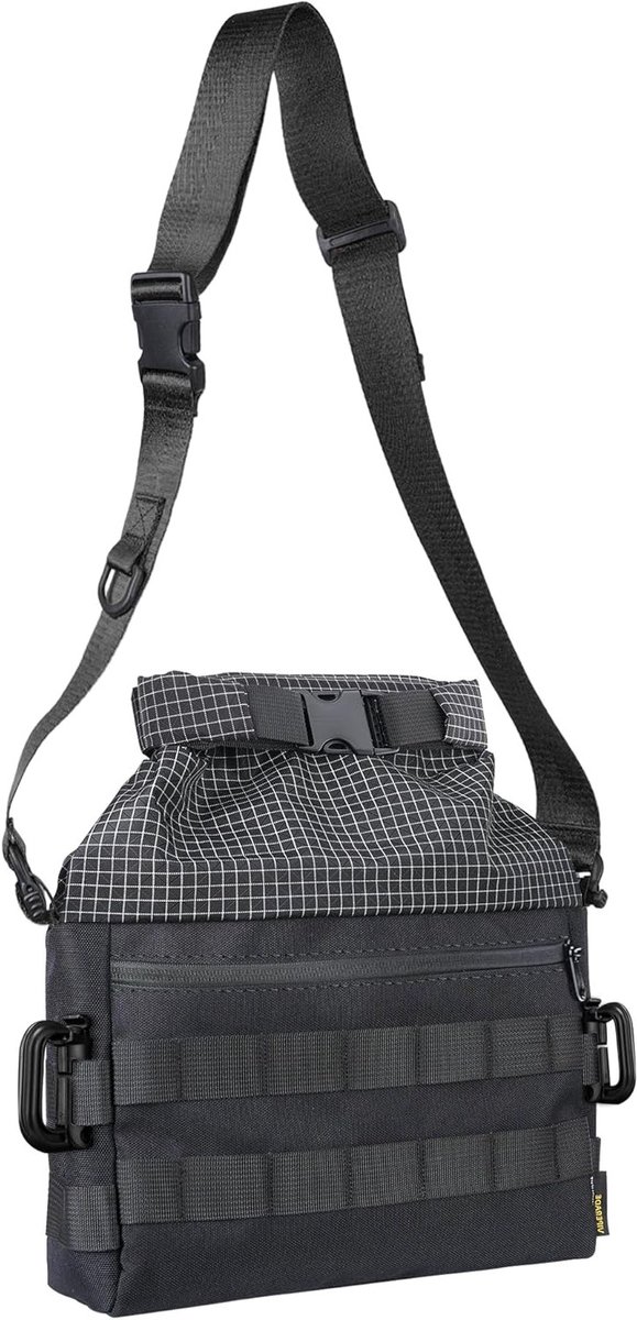 Stijlvolle Crossbody Sling Bag voor Mannen, Rolltop Schoudertas, Ideaal voor Reizen, Wandelen en Outdoor Activiteiten