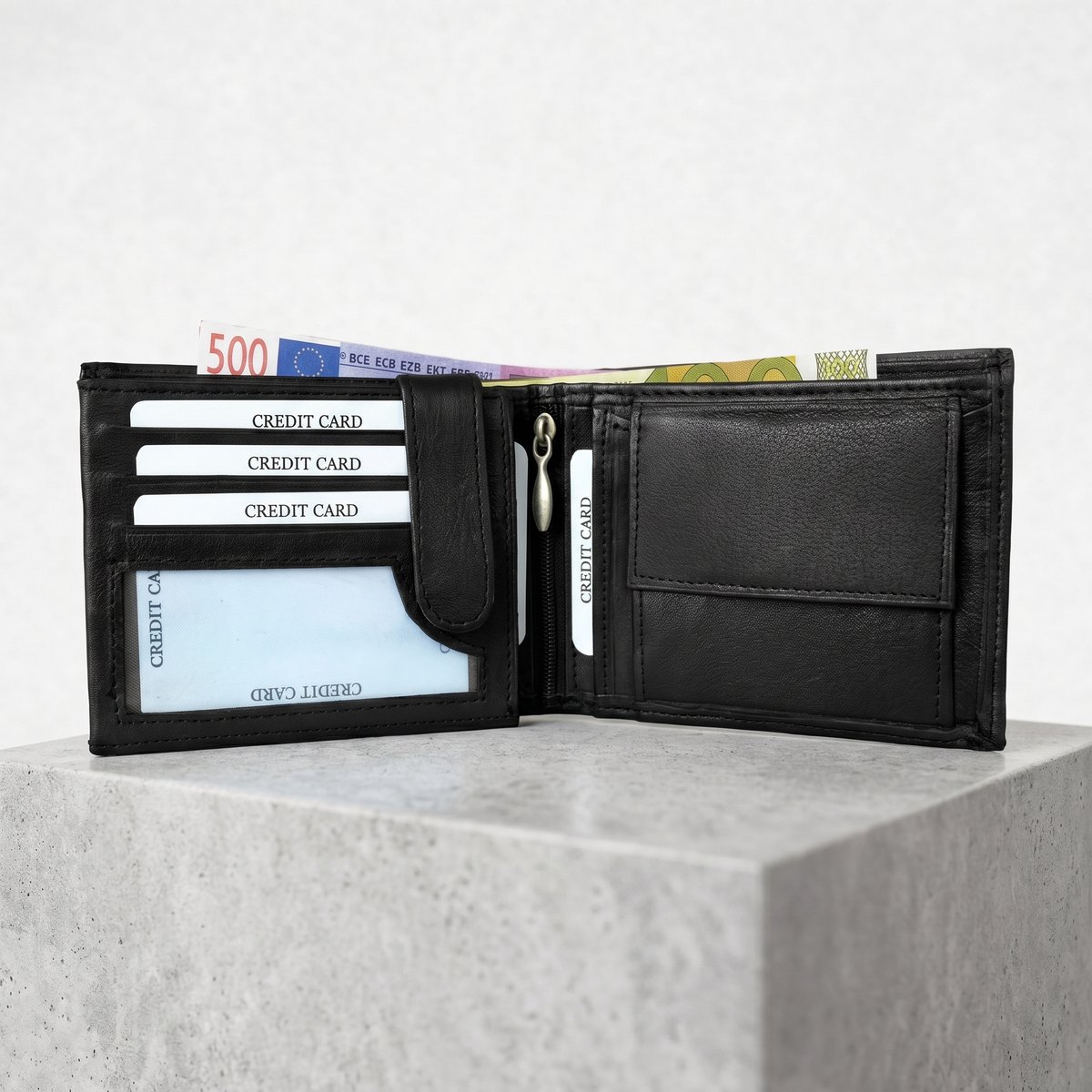 Lundholm leren portemonnee heren leer portefeuille heren zwart RFID anti skim - zeer soepel nappa leer - dun en ideaal billfold formaat - mannen cadeautjes cadeau voor man
