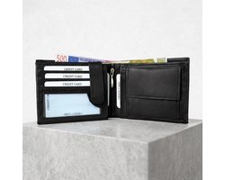 Lundholm leren portemonnee heren leer portefeuille heren zwart RFID anti skim - zeer soepel nappa leer - dun en ideaal billfold formaat - mannen cadeautjes cadeau voor man Vaderdag Kados