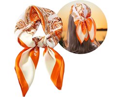 Flipflop Club® Scarf Barok | Satijnen Hoofdsjaal | Koningsdag & WK 2026 | Festival Head Scarf | Bandana | Headscarf | Oranje Sjaal Dames | Zijdezacht Sjaaltje