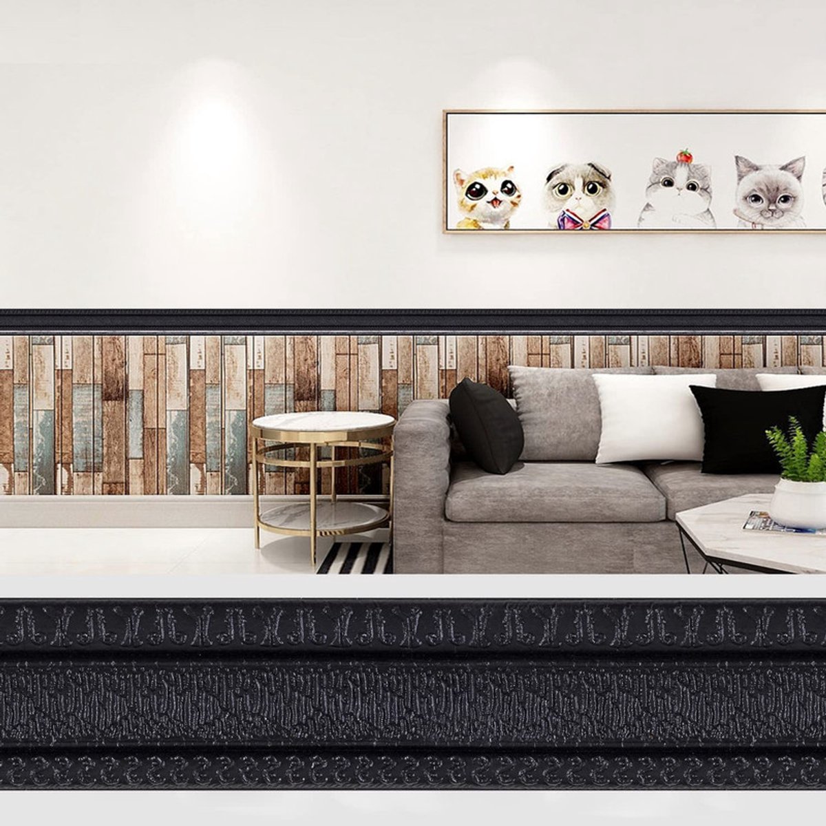 Zelfklevende Muurlijst / Kroonlijst - 3D Schuim Reliëf - ca. 230 cm - Voor Muur, Plafond & Meubel - Zwart — cadeau in Cadeau-ideeën - foto 4