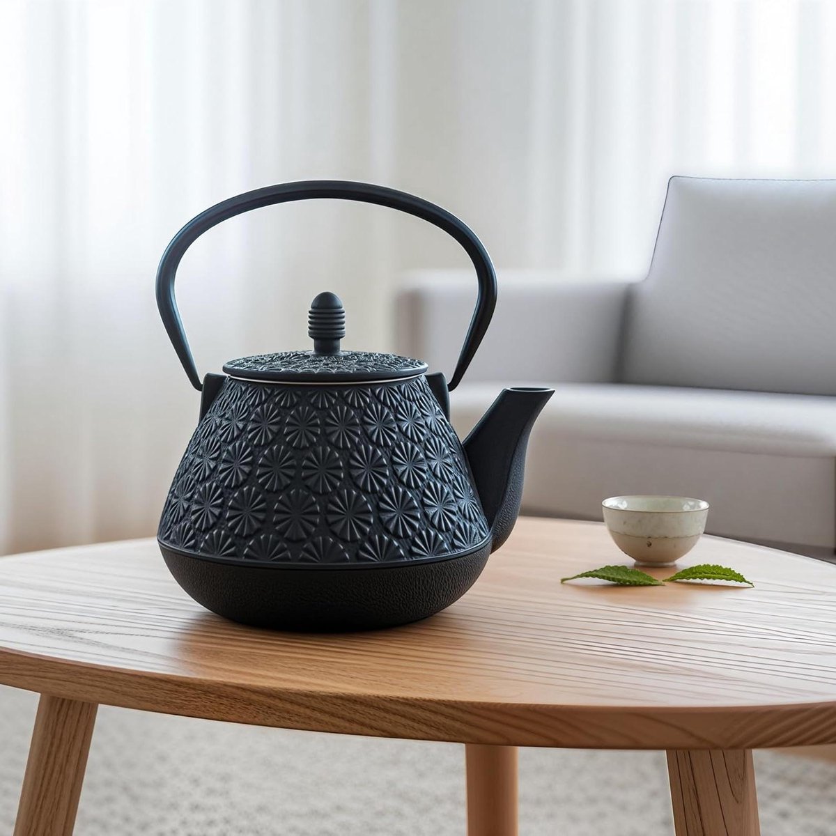 Theepot Gietijzer - Waterkoker Theepot - Thee Zetten - Met Inclusief Zeef - 1000 ml - Zwart
