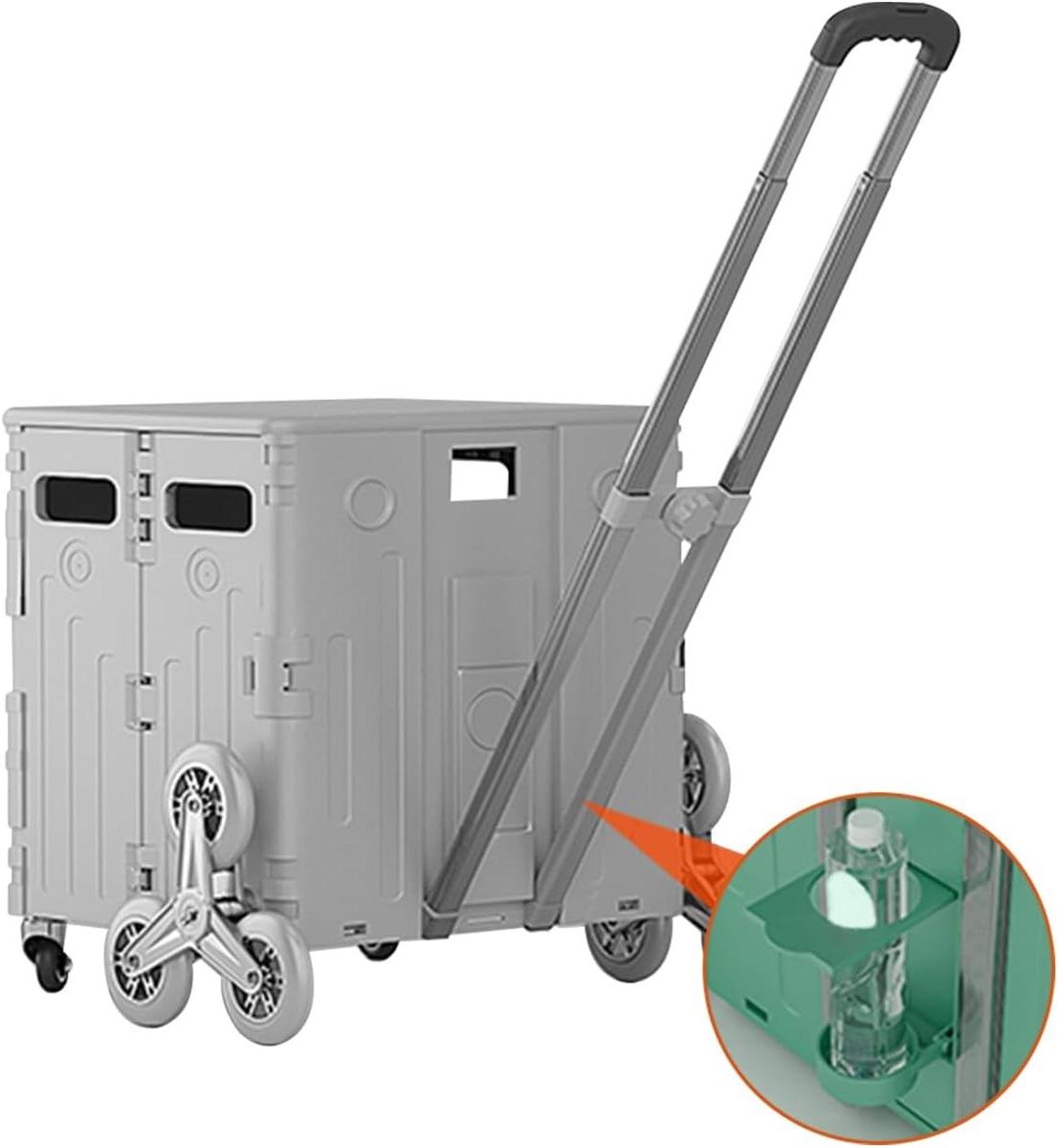 Opvouwbare Trolley - Draagbare Kar - Boodschappen Doen - Met Wielen - Opvouwbaar - Wit