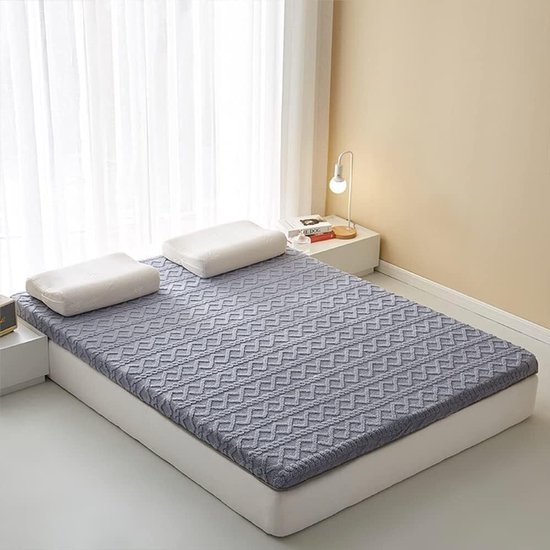 Vloer Matras - Opvouwbaar Slaapmat - Comfortabel Slapen - Ademend Katoen - 4 cm Dik - Grijs — afbeelding 3