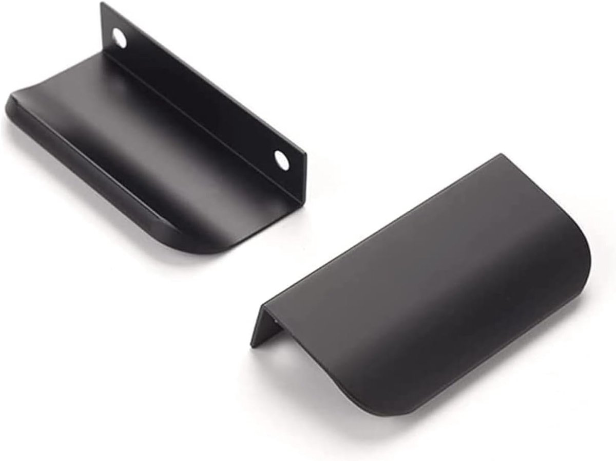 Set van 6 Zwarte Verborgen Keukenhandgrepen - Onzichtbare Trekhandgrepen voor Keukenkastjes, 64mm