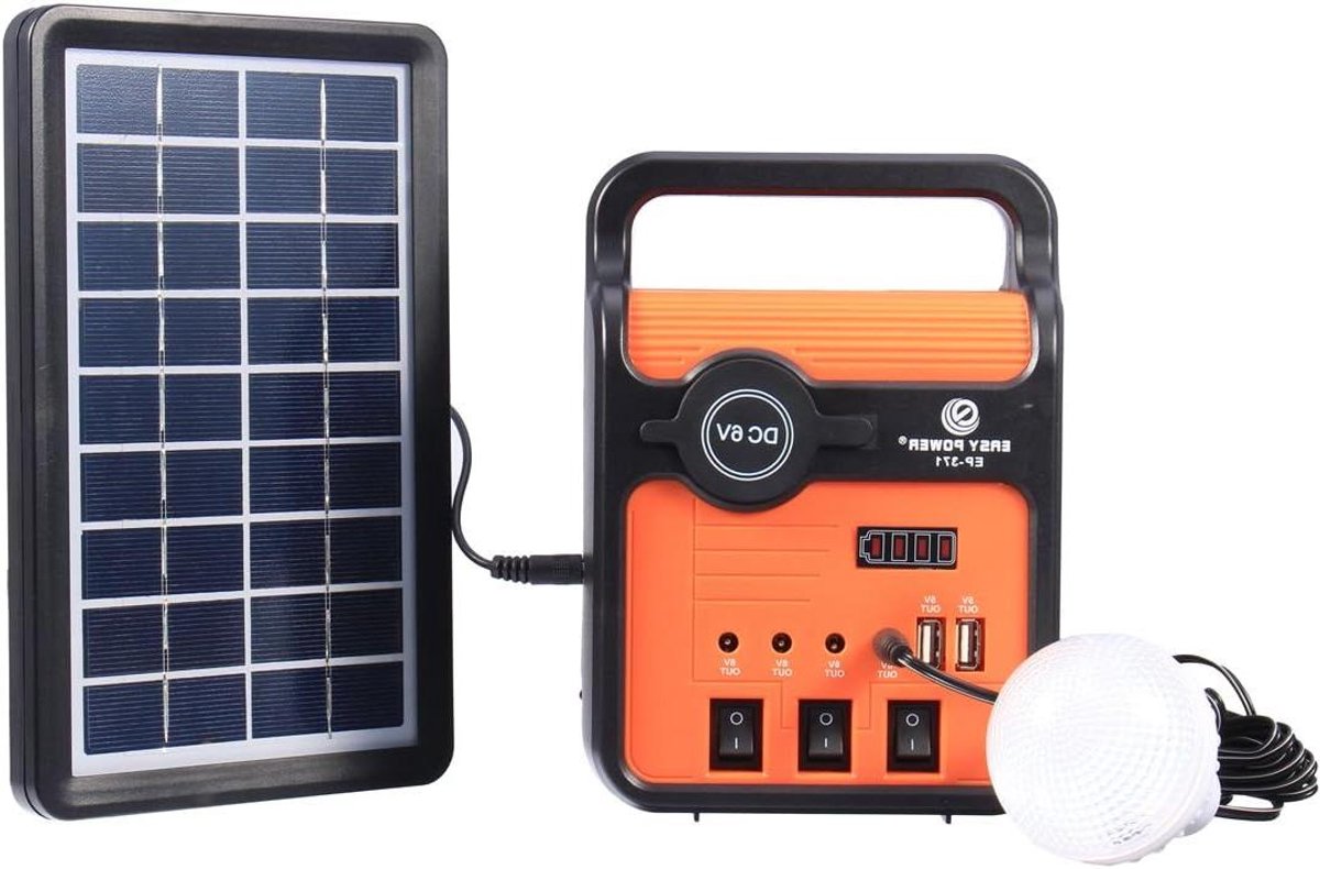 Zonne-energie Systeem - Draagbare Stroom - Kamperen en Noodstroom - Inclusief Verlichting - 25 Watt - Zwart