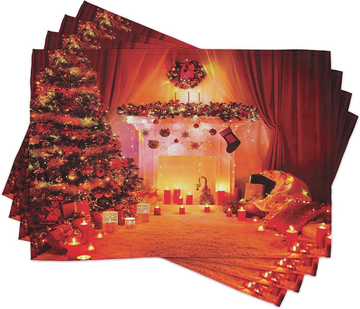 Placemat Set - Tafelonderleggers - Eettafel Decoratie - Levendige Kleuren - 30x45 cm - Oranje