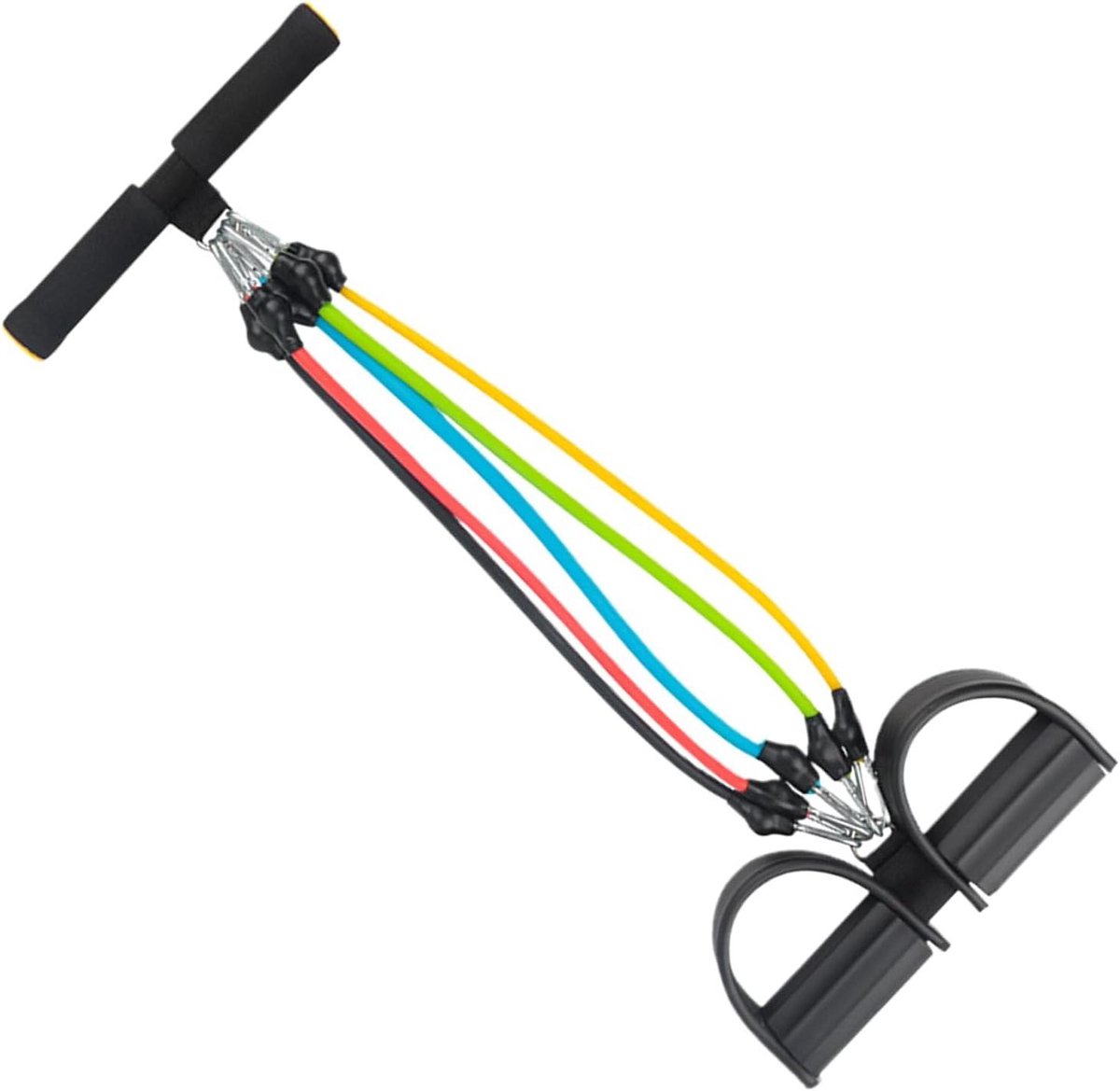 Buiktrainer - Multifunctioneel klemtouw met achtertrainer en fitnessriemen, zittrainingsapparatuur, 6 buizen elastisch trekkoord | Sportuitrusting