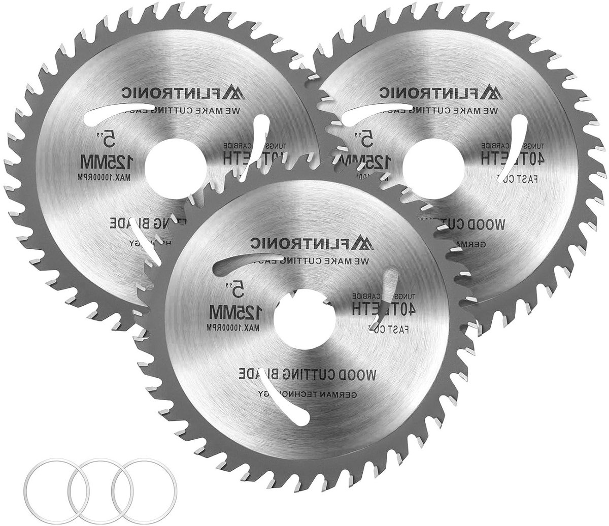 3-delige Zaagblad Set 125 mm voor Haakse Slijper, Cirkelzaagblad voor Hout, Kunststof en Metalen, 40 Tanden voor Nauwkeurige Snedes