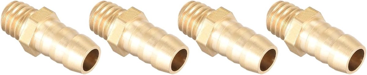 Messing Buiskoppelingen (M6-1 Man x 6mm Stekker) 4 Stuks - Geschikt voor Brandstof, Lucht, Water en Olie Verbindingen
