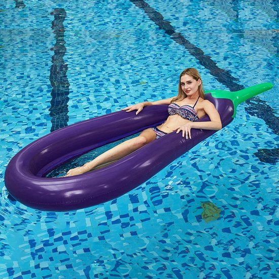 Opblaasbaar Vlot - Luchtbed Zwembad - Ontspannen in Water - Aubergine Vorm - 250 x 110 cm - Paars — afbeelding 4