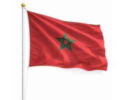 Marokkaanse Vlag 100x150 cm – Marokko Vlag Rood met Groene Ster – Supportersvlag voor WK, EK & Evenementen