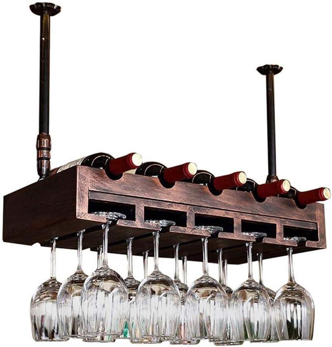 Wijnrek - Wijnopslag - Wijn Serveren - Modern Plafondmodel - 80 x 30 cm - Houtkleur