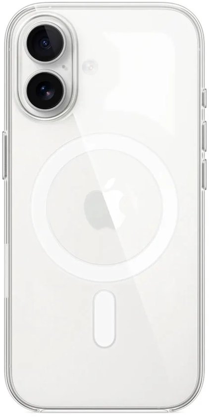 Transparant hoesje voor iPhone met heldere tint en MagSafe-ring.