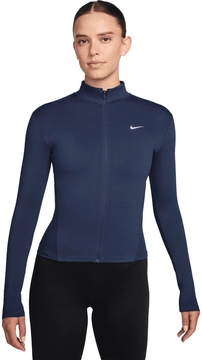Nike one dri-fit full-zip jack in de kleur marine. Blauw