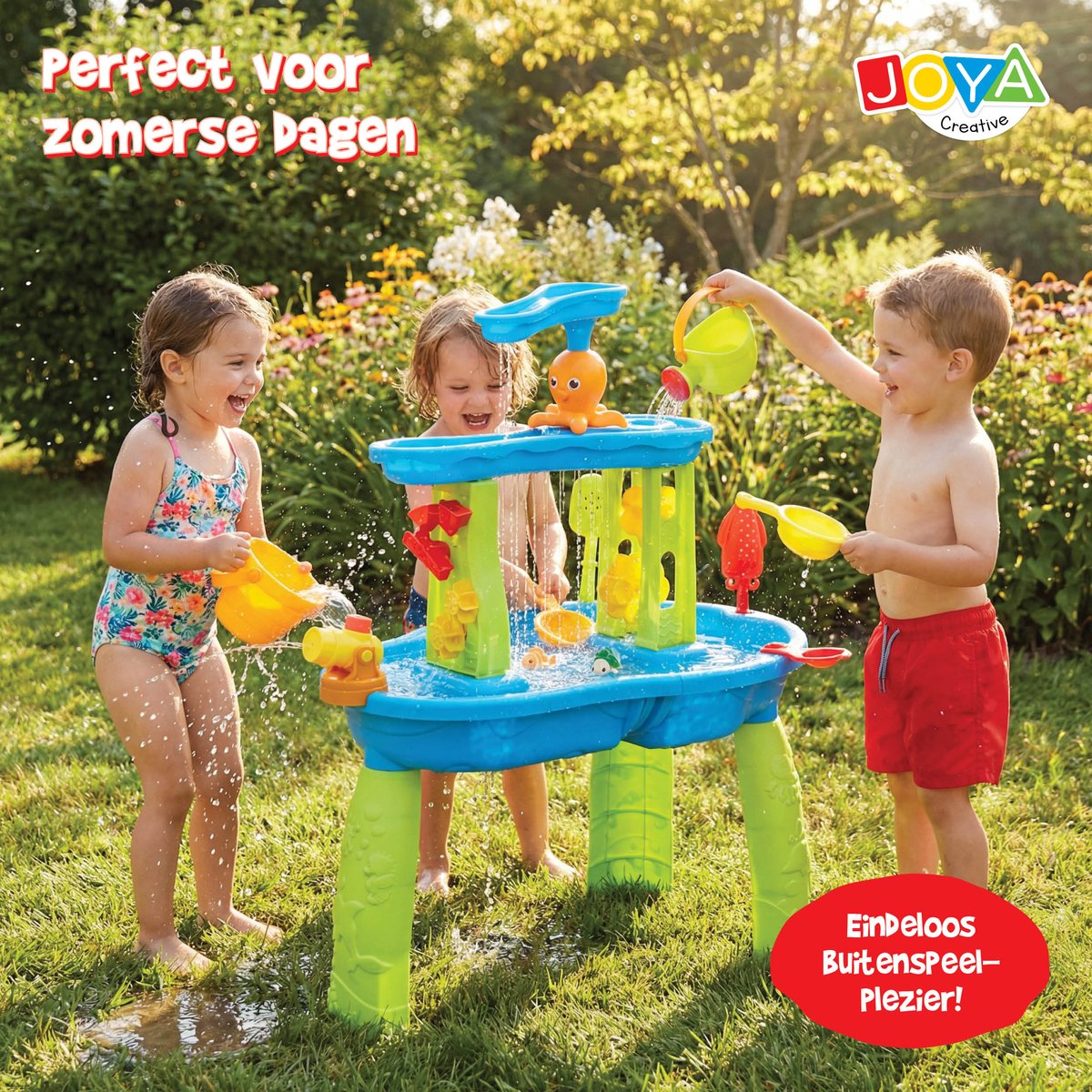 Joya Creative Watertafel Jongens - Blauw en Groen - Waterspeeltafel - 34-delig accessoire set - Waterval Effect – Afmeting 59x38,5x73 cm – Activiteitentafel met Water Voor Buiten en Tuin — afbeelding 6