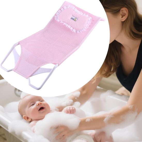 Badsteun Net - Douche Wieg - Baby Baden - Veilige Lichaamsuitlijning - 58 cm - Roze — afbeelding 4