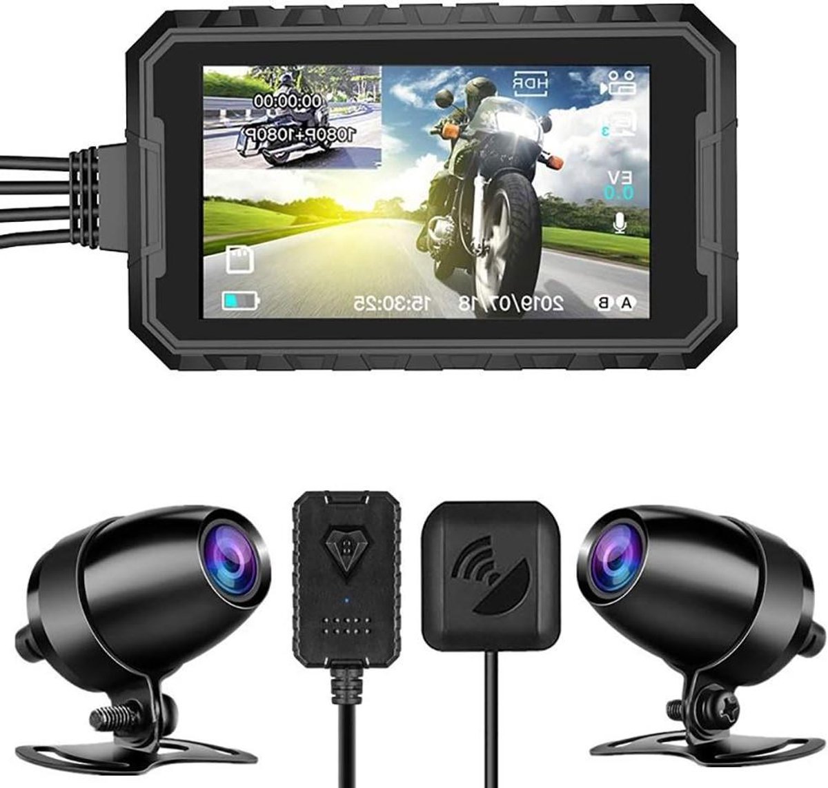 Motorcycle Dashcam - Motorfiets Camera - Veilig Rijden - Dubbele 1080P Lens - 3 Inch Scherm - Zwart