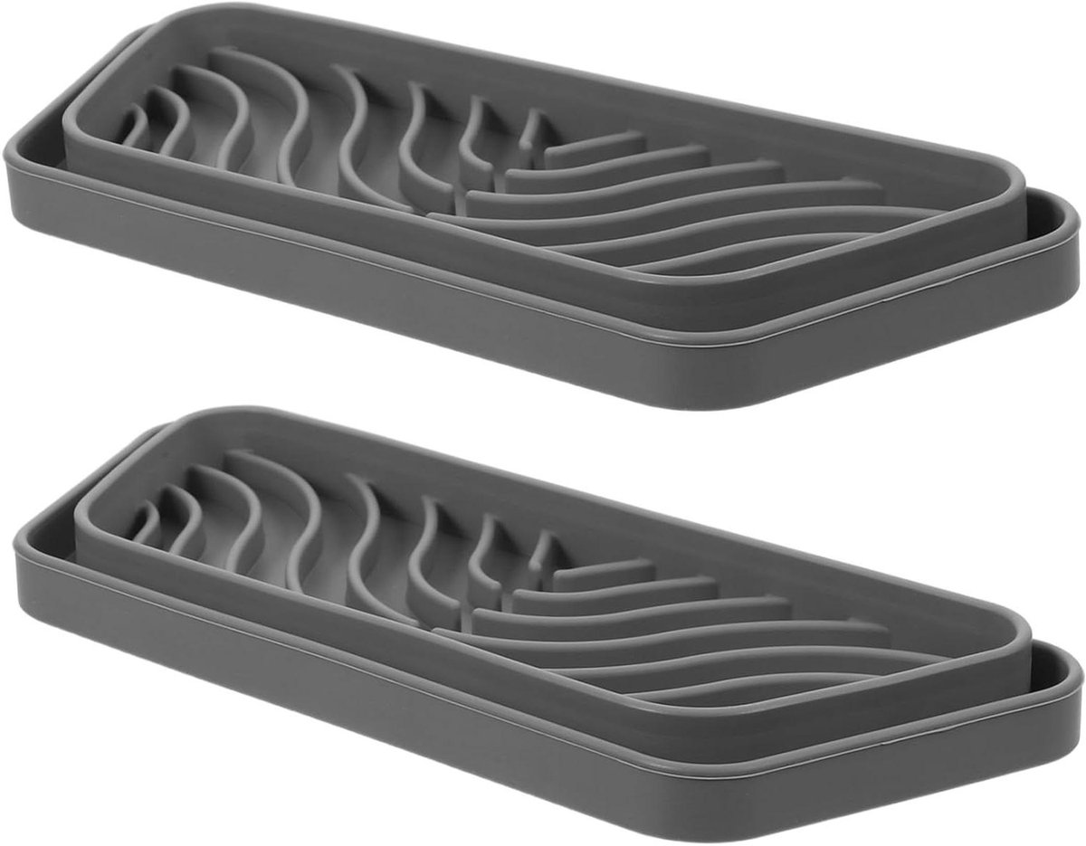 Lekbak Koelkast - Opvangbak Waterdispenser - Voorkomt Morsen - Antislip Siliconen - 20.9 x 7.9 cm - Lichtgrijs