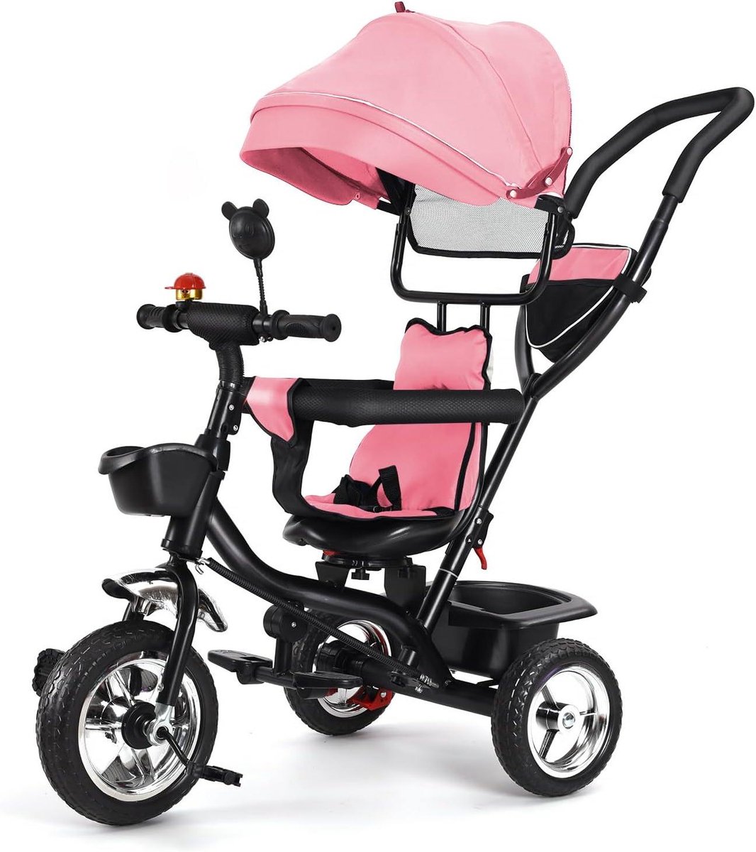 Babydriewieler 4-in-1 - Loopfiets Peuter - Buiten Spelen - Omkeerbare Zitting - 75 x 106 x 46 cm - Roze