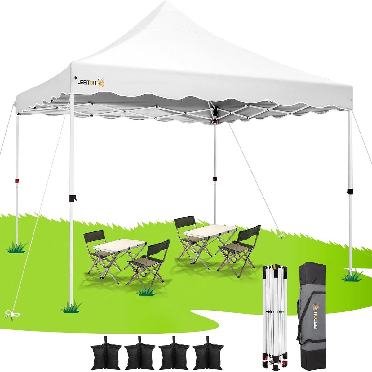 Vouwpaviljoen - Partytent Tuinpaviljoen - Feesten en Buitenactiviteiten - Waterdicht UV-beschermend - 3x3 meter - Wit
