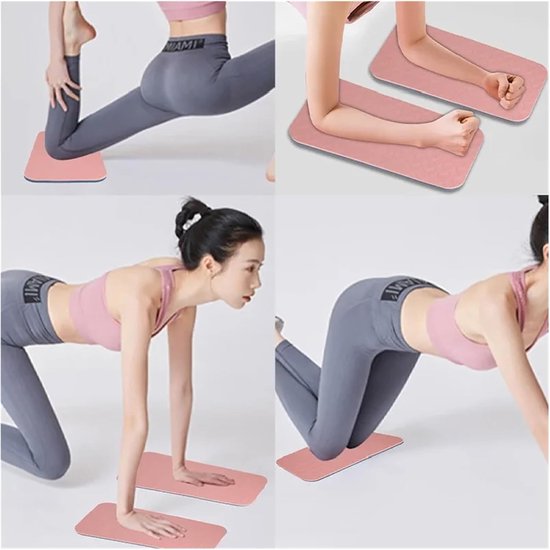 Yoga Knie Kussen - Ondersteunende Mat - Oefeningen met Ondersteuning - Antislip Ontwerp - 34 x 17 cm - Roze Blauw — afbeelding 4
