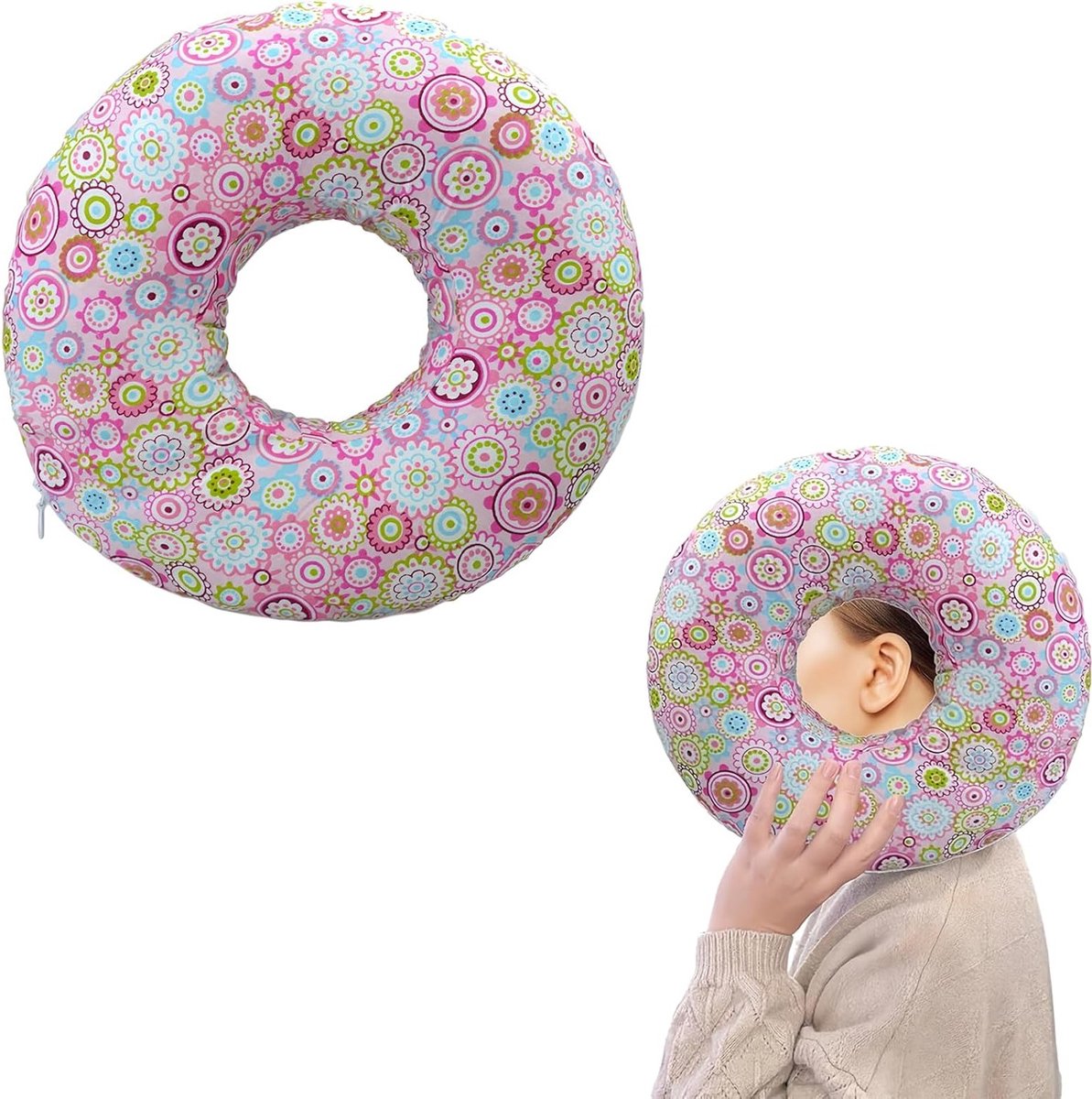 Zijslaper Oor Kussen voor Pijnverlichting, Donut Kussen met Oorgat, Rond Kussen voor Piercing en Comfort tijdens het Slapen