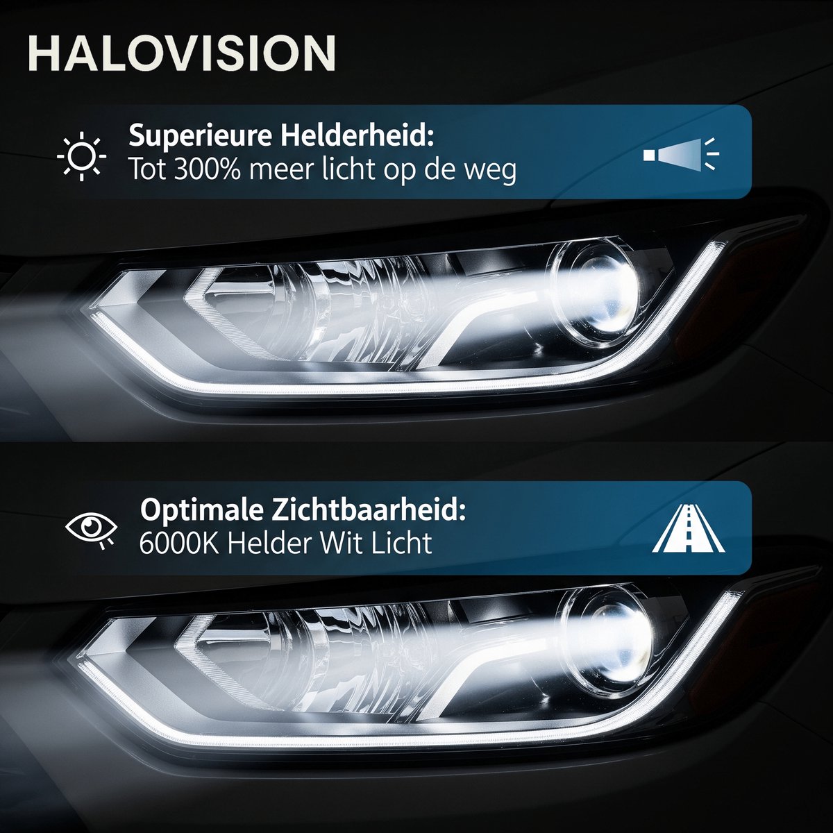 HaloVision Turbo LED Koplampen H15 – 25W 5000Lm 6000K Helder Wit – Canbus Plug and Play DRL Grootlicht LED Set van 2 Autolampen – foto 5