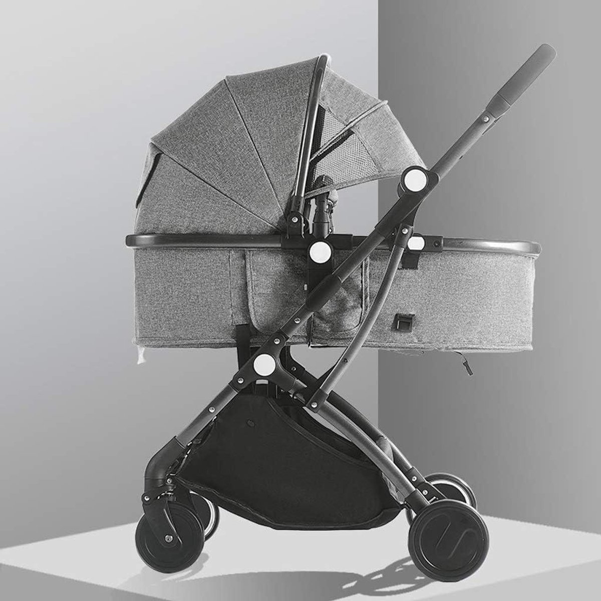 Buggy Inklapbaar - Kinderwagen Compact - Baby Vervoeren - Lichtgewicht Aluminium Frame - 33 x 53 x 101 cm - Grijs