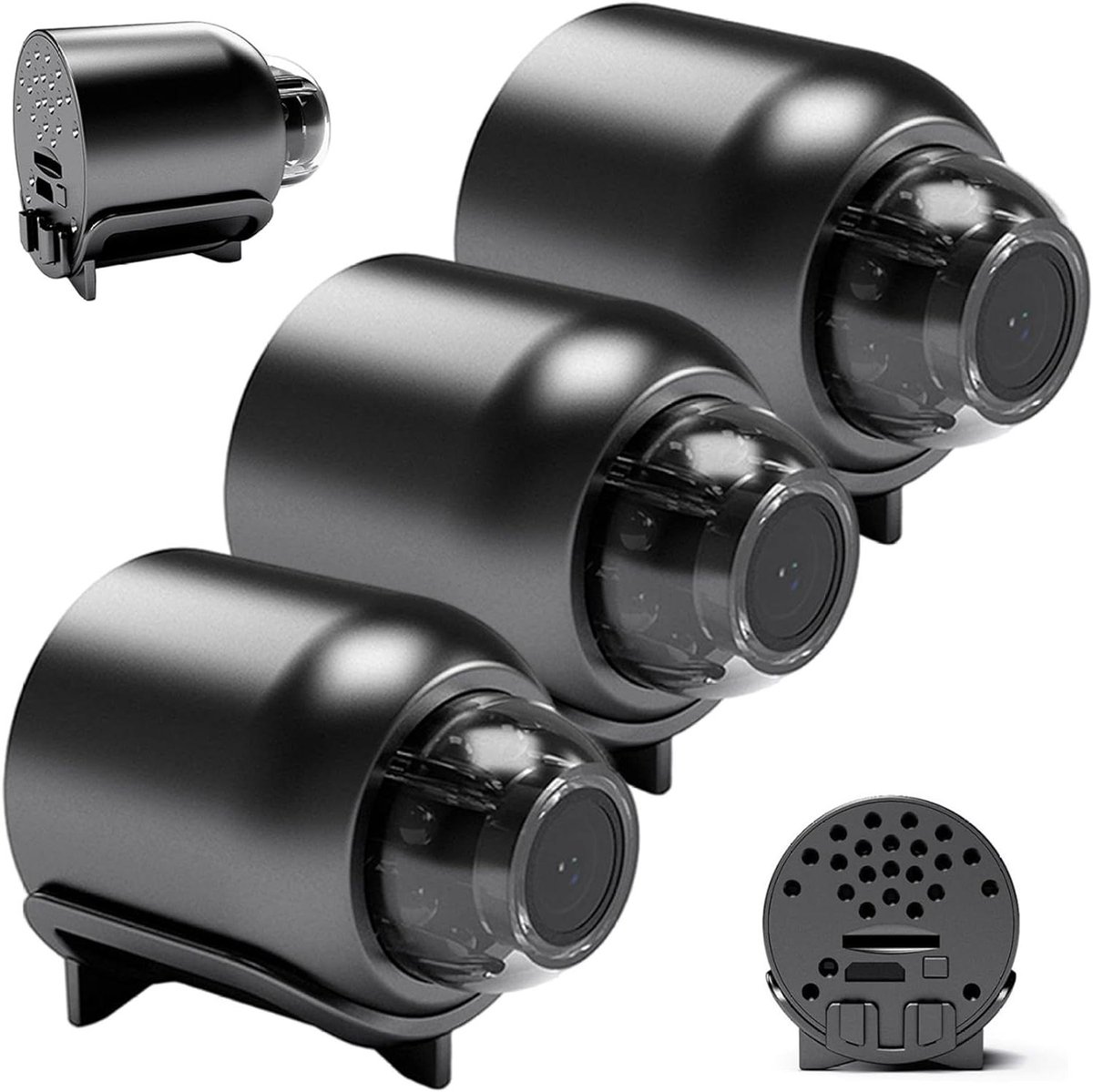 Mini Camera - Micro Monitor - Veilige Bewaking - Nachtzicht WiFi - 3 Stuks - Zwart