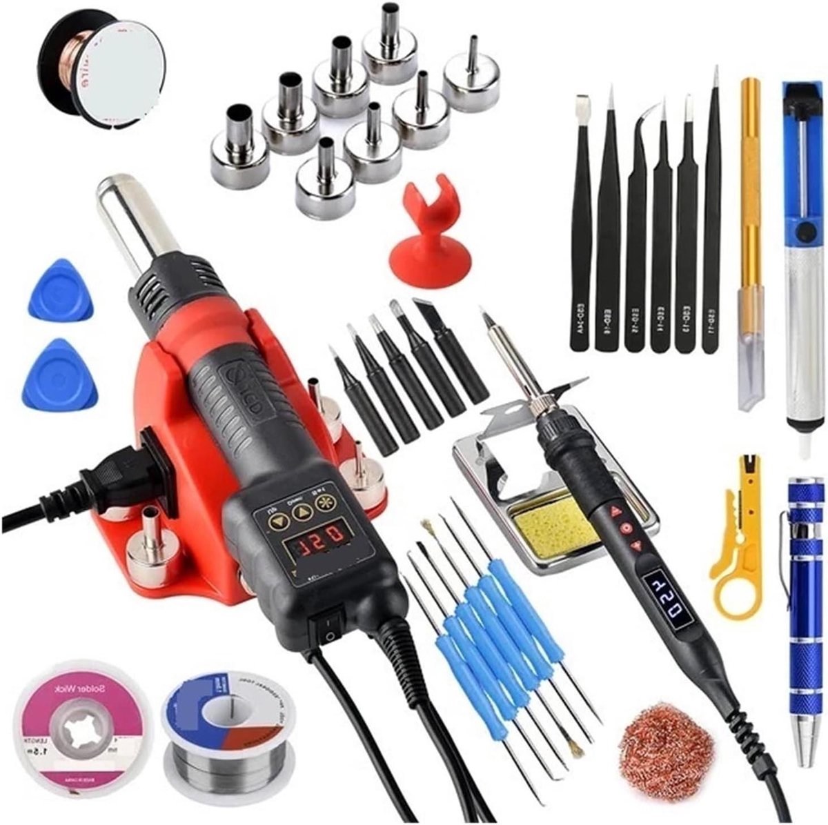 Soldeerstation Hetelucht - Reparatie Gereedschap - Elektronica Repareren - Digitaal LCD Display - 750W - Zwart