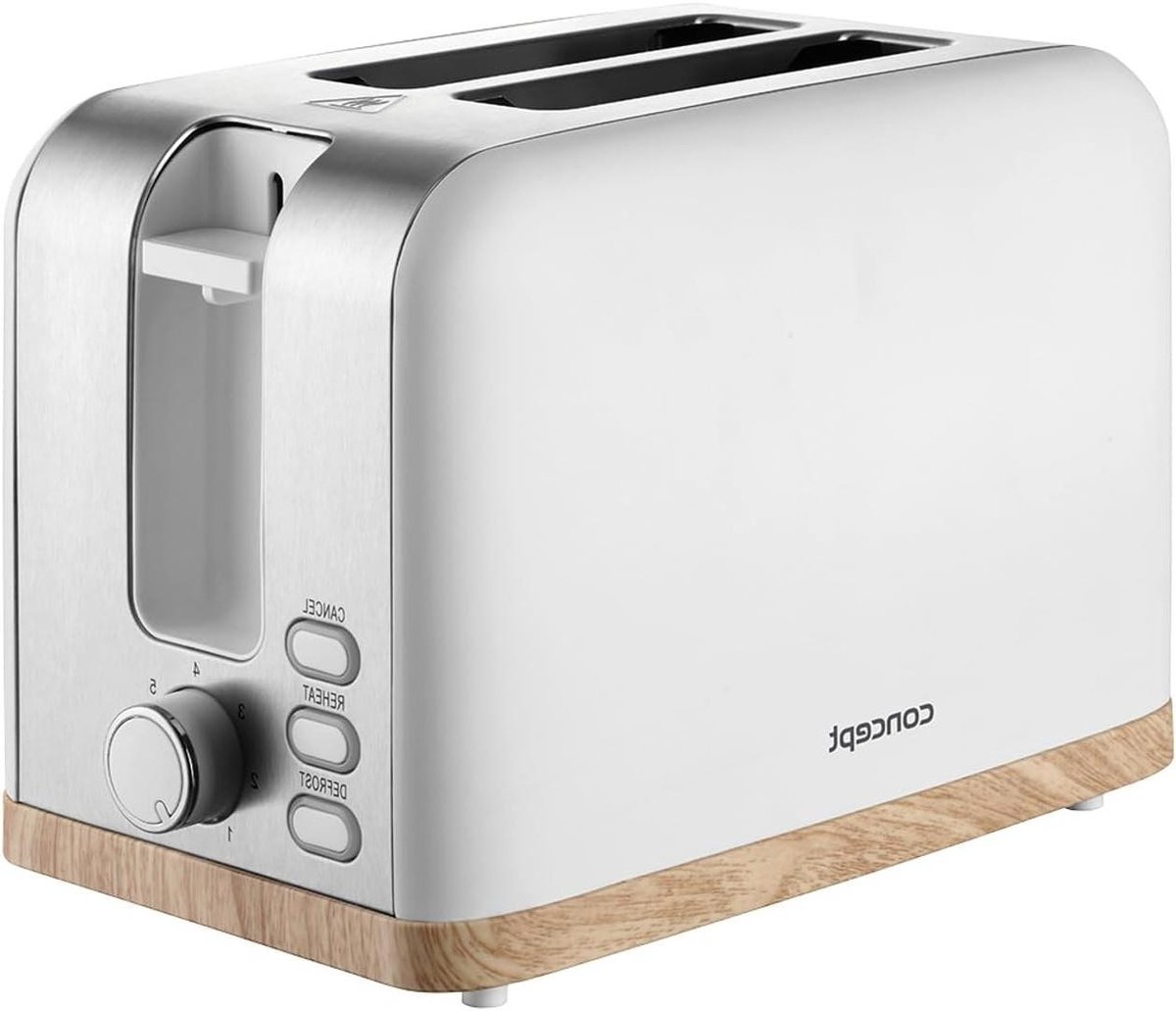 Elektrische Broodrooster - Toastapparaat Keuken - Ontbijt Bereiden - Automatische Centrering - 930 Watt - Wit