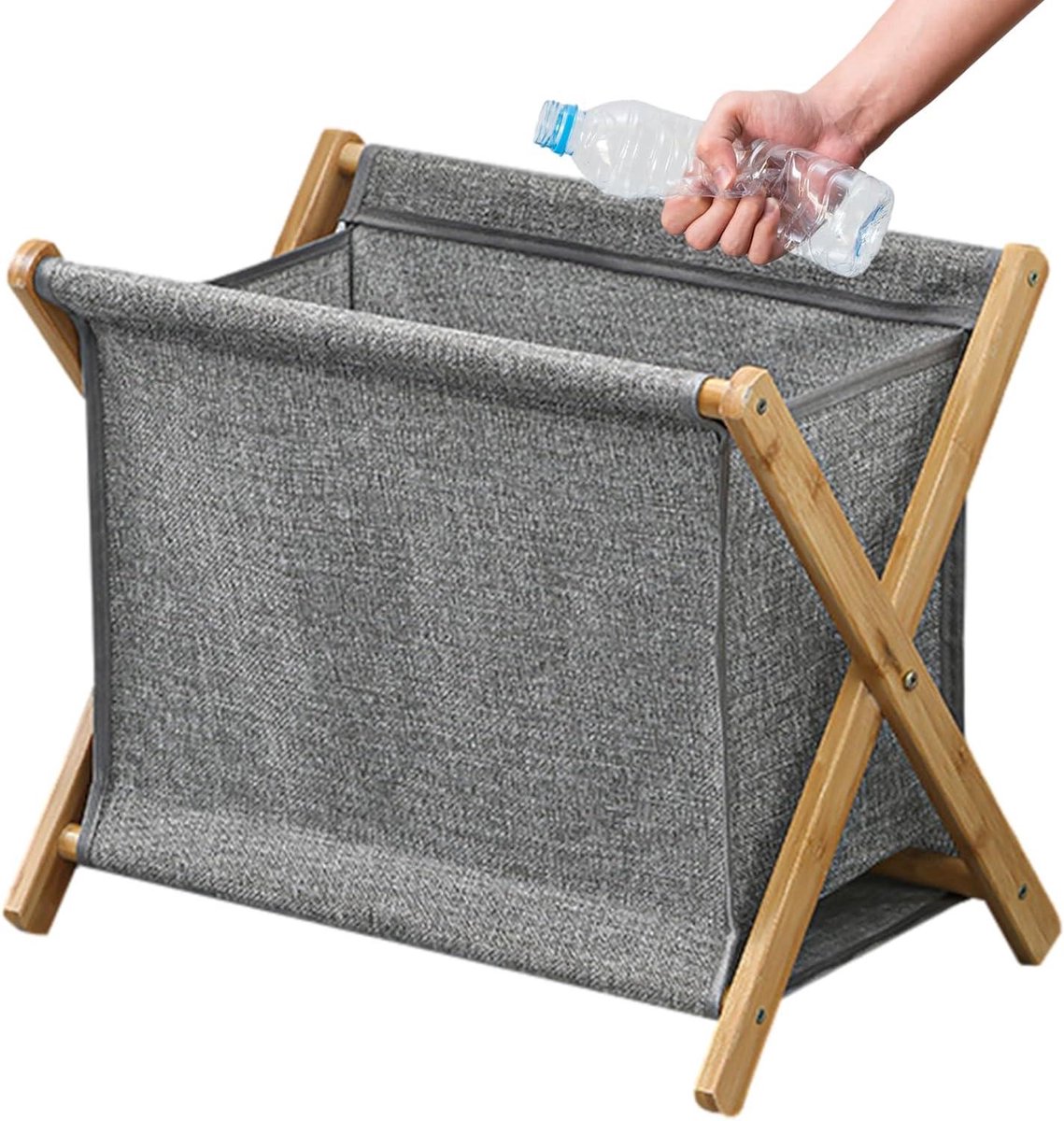 Wasmand - Kledingmand Organizer - Kleding Sorteren - Opvouwbaar X Frame - 40x30x38 cm - Grijs