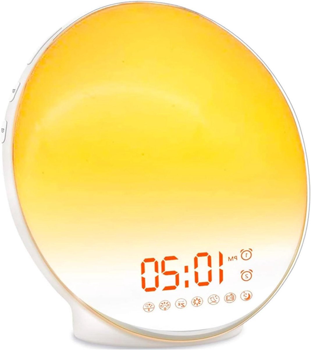 Wekker met Zonsopgang Simulatie - Wake Up Light Nachtlamp - Rustig Wakker Worden - 7 Natuurlijke Geluiden - 16x16x6 cm