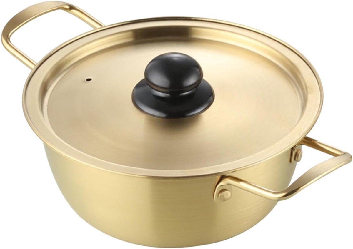 Koreaanse Ramen Pan - Noodle Bowl Sauspan - Snel Koken - Dubbele Handgreep - 18 cm - Goud