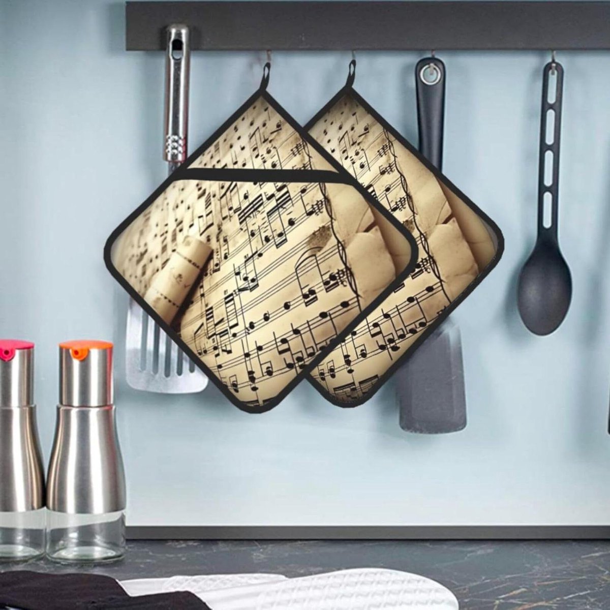 Pannenlappen Keuken - Onderzetters Ovenwanten - Koken Bakken - Met Zak - 20 x 20 cm - Zwart