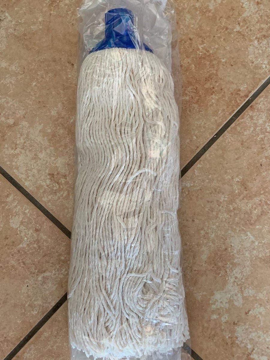 Mop van katoen - Schroefmop - Vloeren reinigen - Om te schroeven - 280 g - Blauw