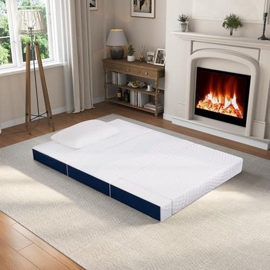 Vouwmatras - Gastenbed Opvouwbaar - Comfortabel Slapen - Traagschuim Ondersteuning - 150 x 200 x 15 cm - Grijs — afbeelding 5