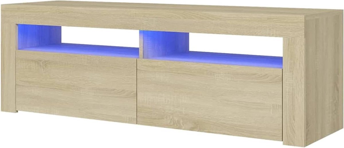 Tv-kast met LED - Televisietafel Lowboard - Media Organiseren - RGB LED-verlichting - 120 x 35 x 40 cm - Sonoma-eiken
