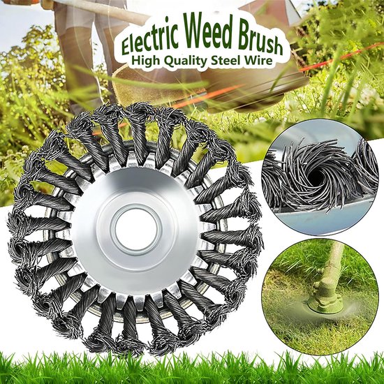 Onkruidborstel Grasmaaier - Grasmaaier Opzetstuk - Onkruid Verwijderen - Roestvrij Staal - 15 cm Diameter - Zilver — afbeelding 3