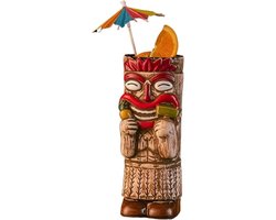 Totem Cocktail Mugs Hawaiian Style Brown Tiki Mug Creative Cocktail Mug Cup Zombie Ceramic Tiki Mug Drinkware Cup Mug for Tiki Bar Party (2 pieces, A2 450ml)