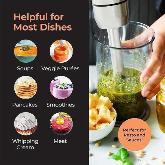 Staafmixer Set - Keukenmixer - Eten Bereiden - 5-in-1 Functies - 600ml Maatbeker - Zwart — afbeelding 4