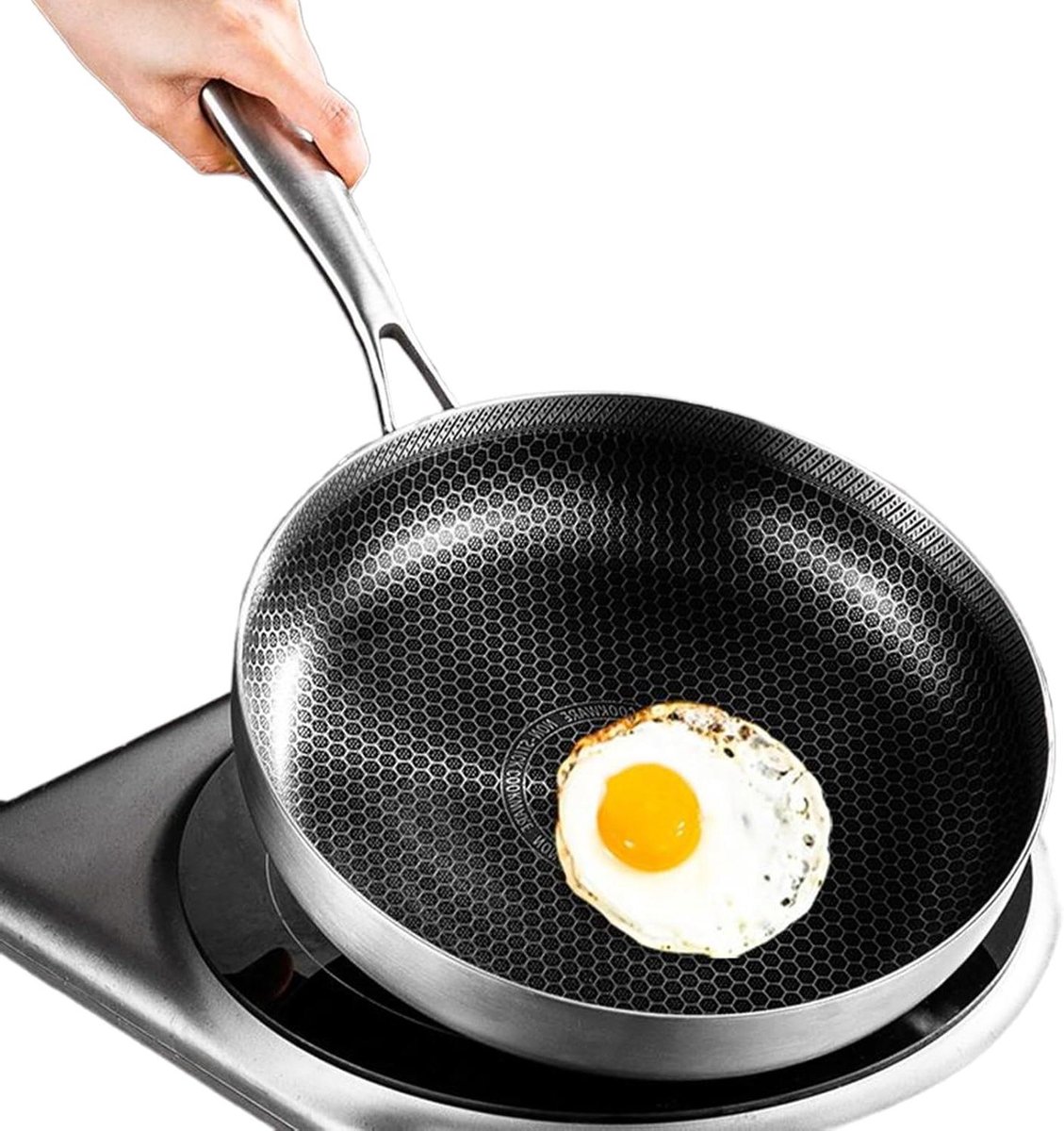 Koekenpan Antiaanbak - Keukengerei Pan - Maaltijdbereiding - Krasbestendig Oppervlak - 30 cm - Zilver