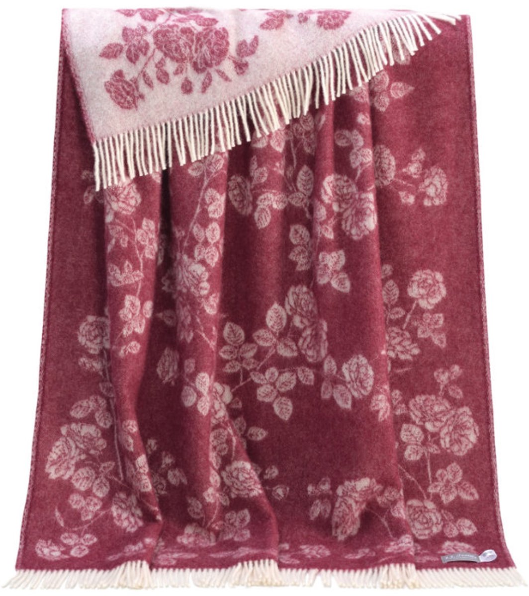 JJ Textile Wollen Plaid - ROSE (Rood) 130x190cm - Made in UK