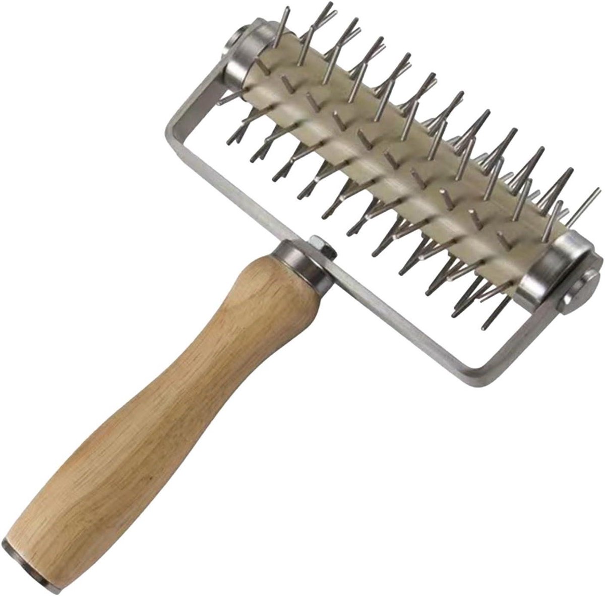 Deegroller - Pizzaroller - Bakken - Voorkomt Bellen - 19.5 cm - Houtkleur