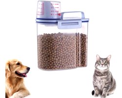 Luchtdichte Voedselcontainer voor Honden- en Kattenvoer - Transparante Bewaarbox met Maatbeker - Voeropslag voor Huisdieren - 1,5 Liter