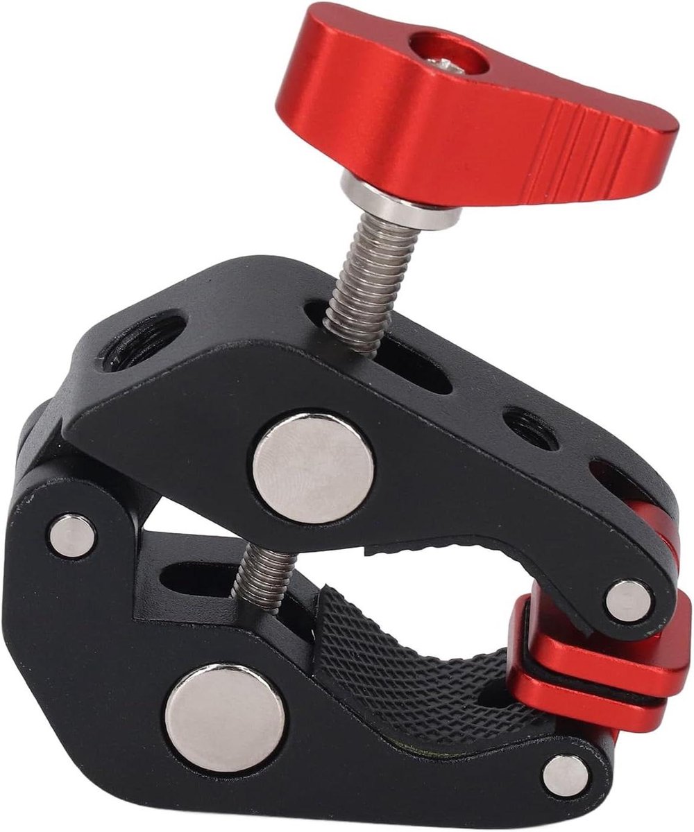 Camera Klem - Super Clamp - Studio Setup - Veelzijdige Schroefgaten - 7 x 7 x 2 cm - Rood