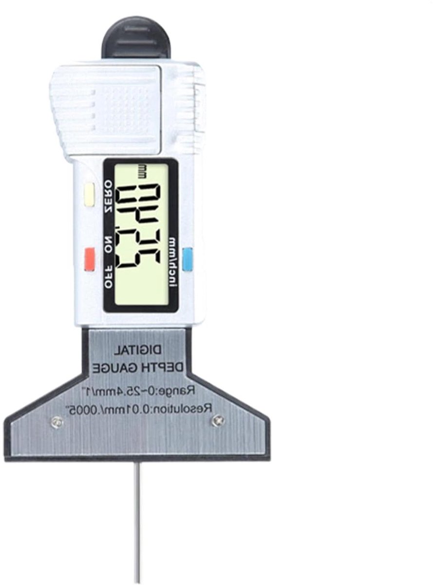 Bandendiepte meter - Profielmeter - Veiligheid controleren - Hoge precisie - 0-25.4 mm - Zwart